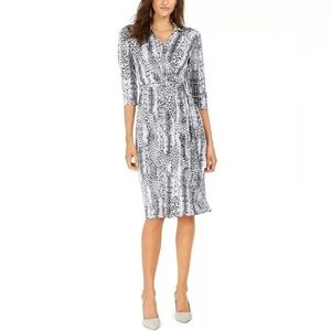 NWT NY COLLECTION Animal Print Faux Wrap Shirtdress